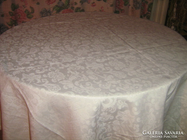 Beautiful vintage butter-colored floral damask tablecloth