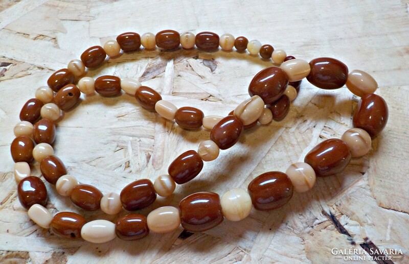 Old brown glass pearl necklace