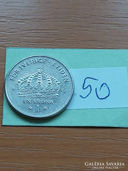 Sweden 1 kroner 2002 xvi. King Gustav Károly, copper-nickel 50