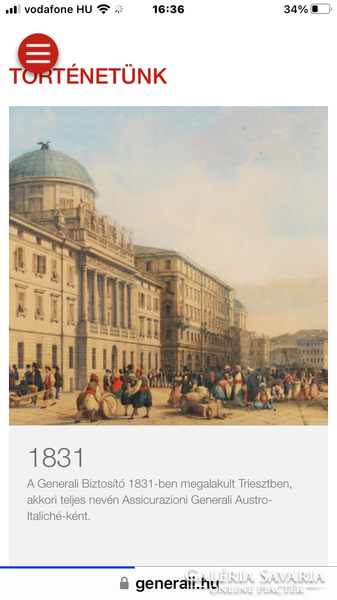 Vintage Retró Generáli biztosító társaság 1831 Triest