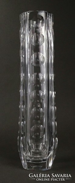 1Q782 Karel Wünsch überfang csiszolt üveg váza 25 cm