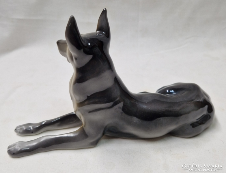 Hollóházi porcelán német juhászkutya figura hibátlan állapotban 12 cm.