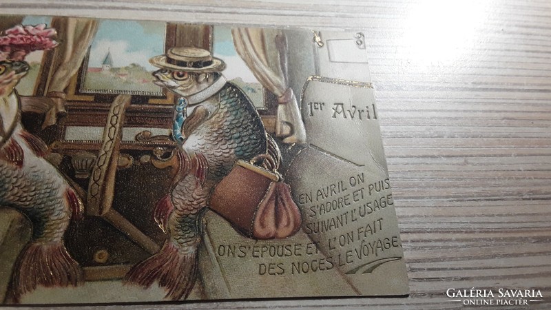 Antik dombornyomott Üdvözlő képeslap.