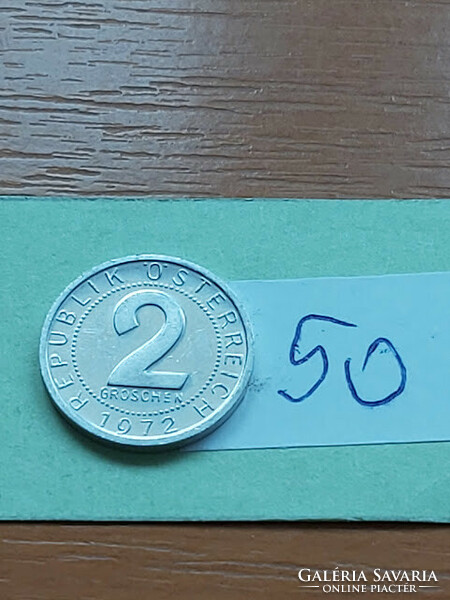 AUSZTRIA OSZTRÁK 2 GROSCHEN 1972  ALU. 50