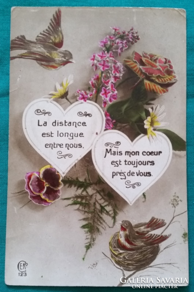 Antique colored floral postcard