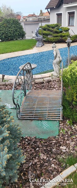 Wrought iron garden pond bridge