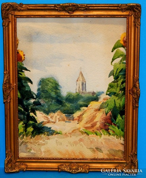 Tamás Bánszki (1892 - 1971) watercolor in a 27 x 21.5 cm frame, gallery estimate