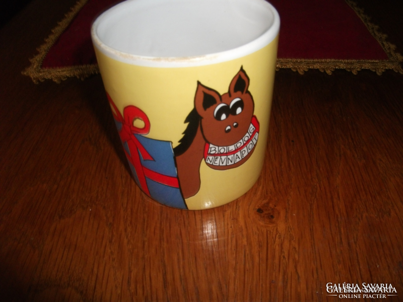 Happy Name Day! Do not look at the teeth of a gift horse! Cup, unused diameter: 8.5 cm, height: 9.5