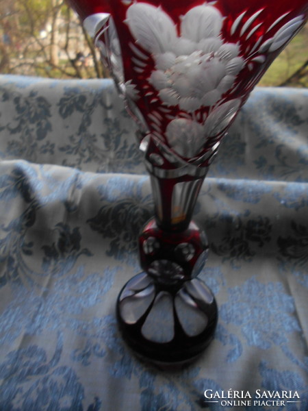 Antique pedestal crystal vase - 26 cm