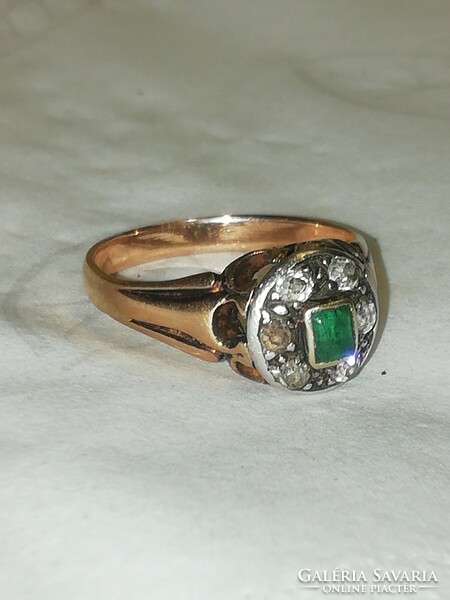 Antik arany gyűrű Smaragd és drága kövekkel 2