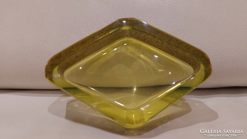 Art Deco Moser Karlsbad uránzöld üveg