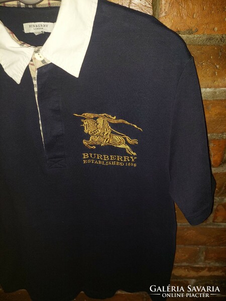 Burberry dark blue collared men's t-shirt size m