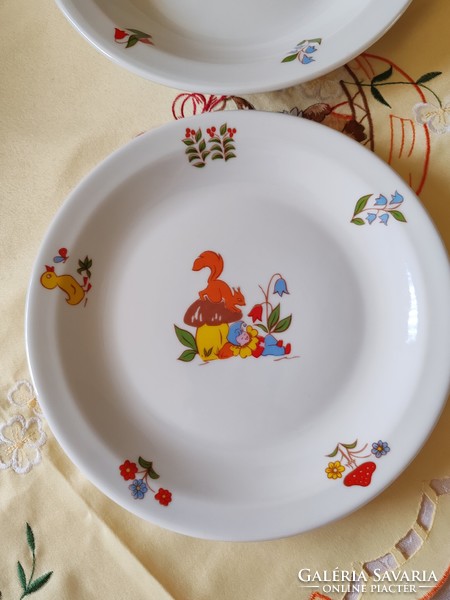 Set of children's plates with a fairy tale pattern, flat and deep together, new