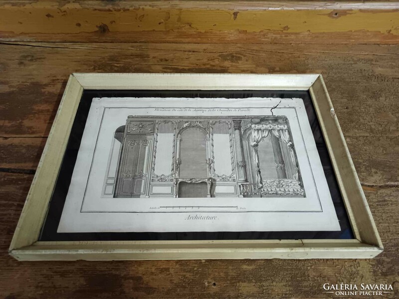 Antique engraving, one of the plans of the Royal Palace of Paris, Royal Palace of the Duchess of Orleans apartment 1.