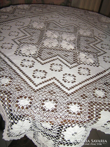 White handwork lace tablecloth made in a beautiful art nouveau style