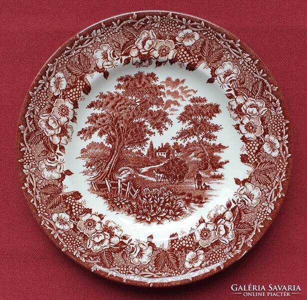 Ironstone tableware English scene brown porcelain small plate cake plate