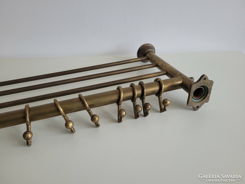 Old art deco wall copper hat rack with hook 73.5 cm