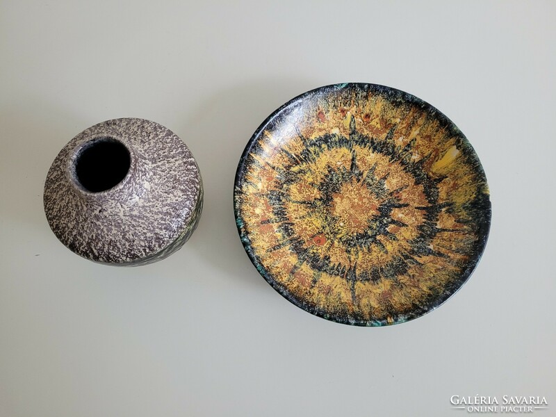 Retro mid century kerámia váza és Bodrogkeresztúri tál