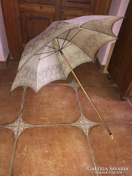 Antique bamboo handle parasol with bone handle