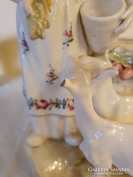 Old dux goat feeder woman porcelain