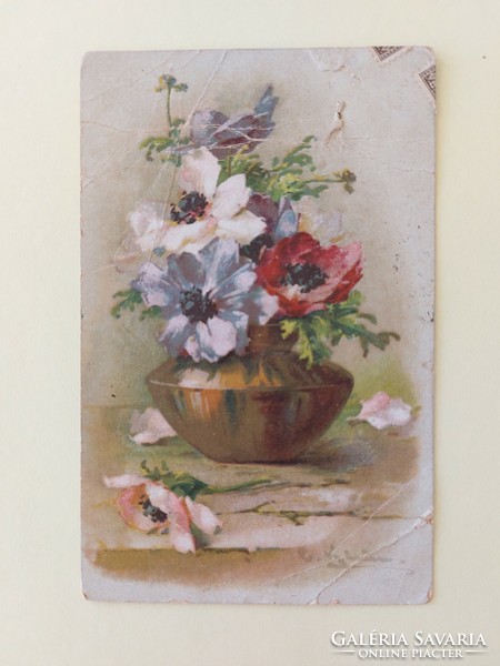 Old postcard c. Klein flowers 1927