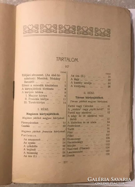 HAZAI ÉS KÜLFÖLDI KÁRTYAJÁTÉKOK LEIRÁSA 1905