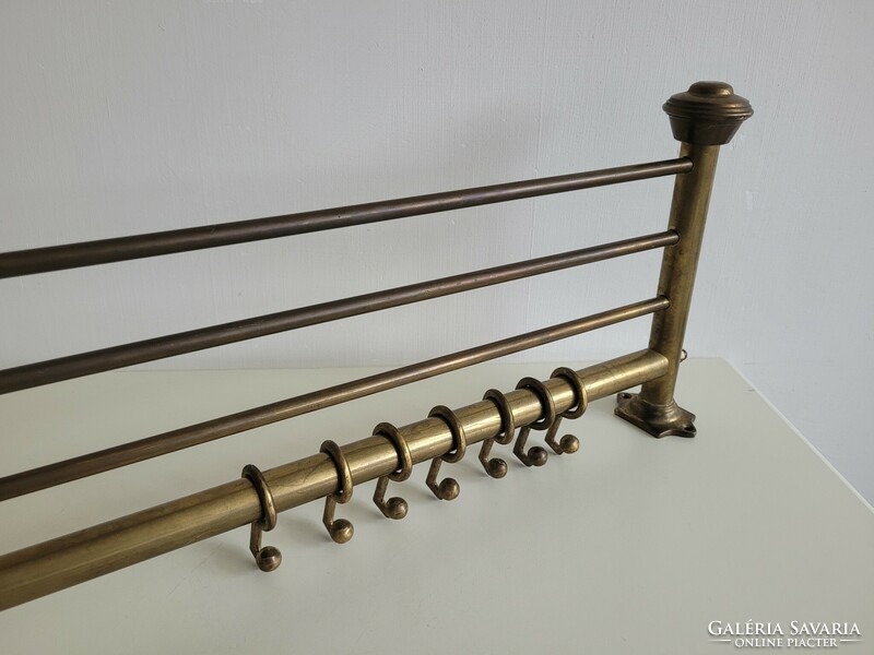 Old art deco wall copper hat rack with hook 73.5 cm