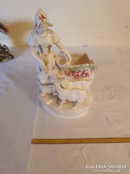 Old dux goat feeder woman porcelain