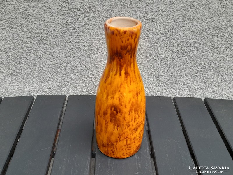 Marked orange ceramic vase