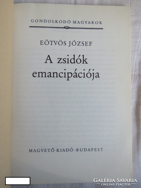 József Eötvös: the emancipation of the Jews 1840. March 31 book for sale