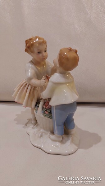 Ens Germany porcelain children's couple statue, figure