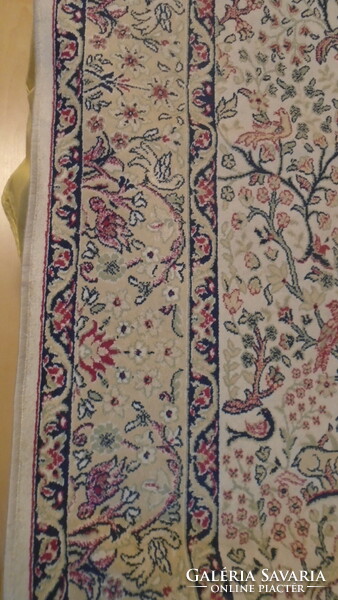 Good condition silk contour animal motif oriental rug Isphahan Belgium