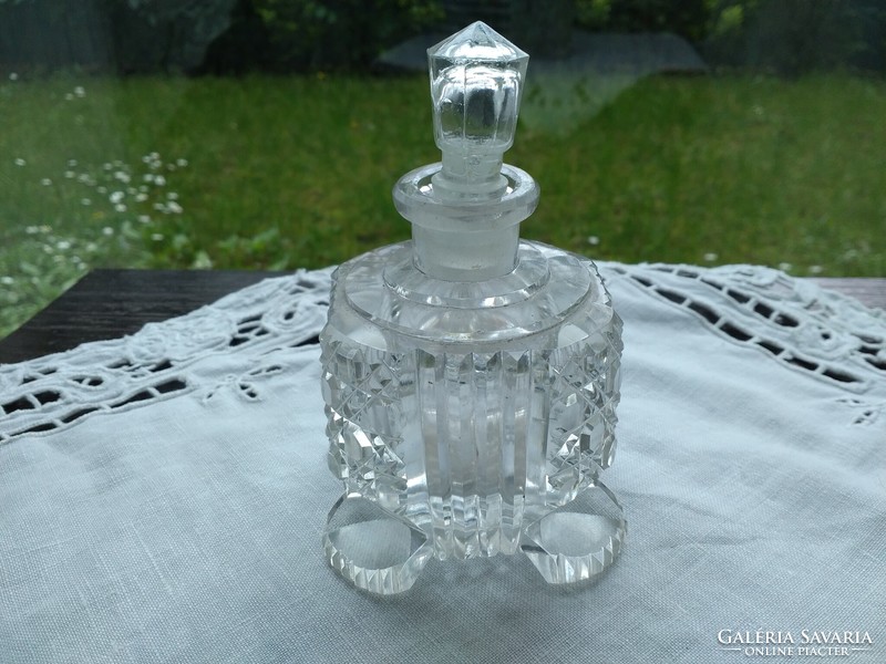 Antik kristály parfümtartó, díszüveg
