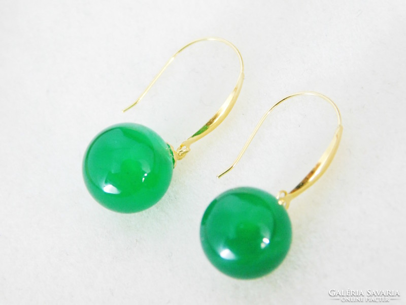 18K Gold Jade Dangle Earrings