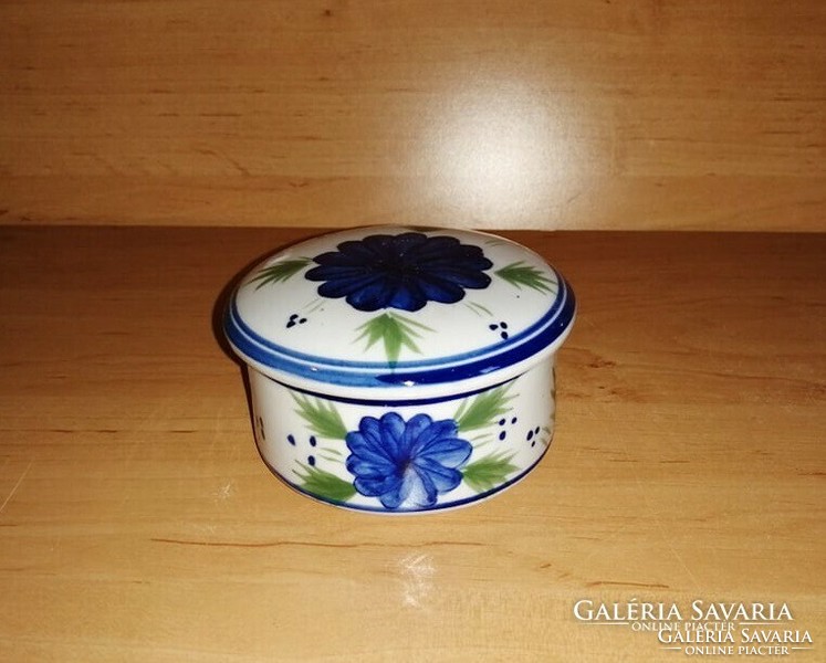 Porcelain jewelry or sugar box with flower pattern (20 / d)