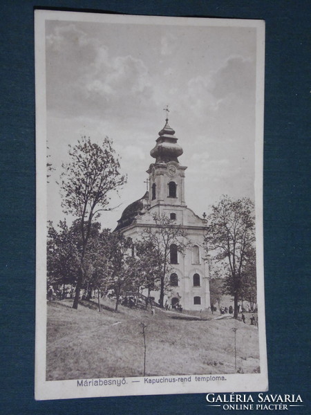 Postcard, Mariabesnyő, hooded order church, view detail, 1923