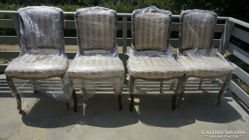Viennese baroque dining set, renovated, covered with new wonderful fabric
