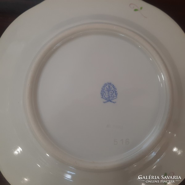 Herendi Nanking Bouquet porcelán süteményes készlet szalagtállal