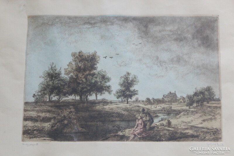 Greek gesso colored etching - 
