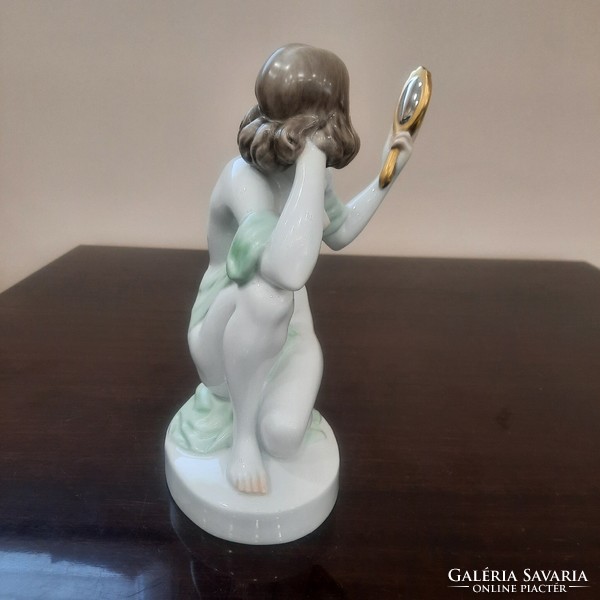 Herendi porcelán Tükrös Nő, női akt figura