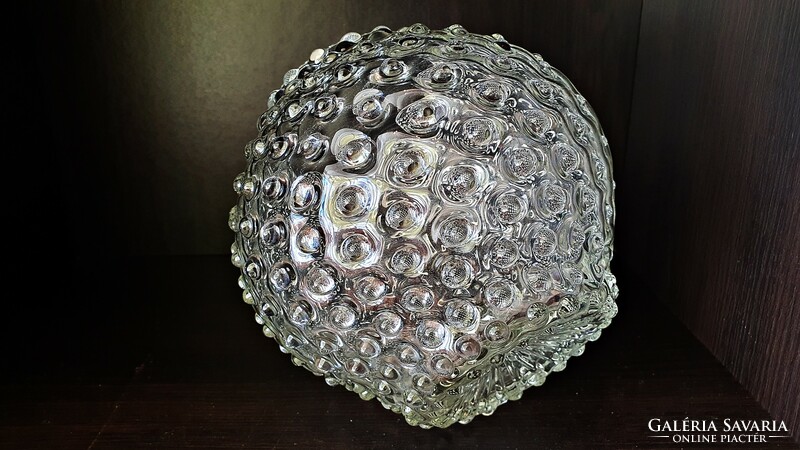 Old. Glass vase with knob, sphere. 16 cm in diameter.