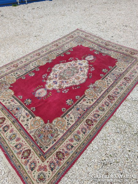 Large, thick, antique hand-knotted Persian carpet with maker's mark 3.15*2.15 cm