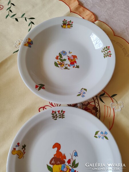 Set of children's plates with a fairy tale pattern, flat and deep together, new