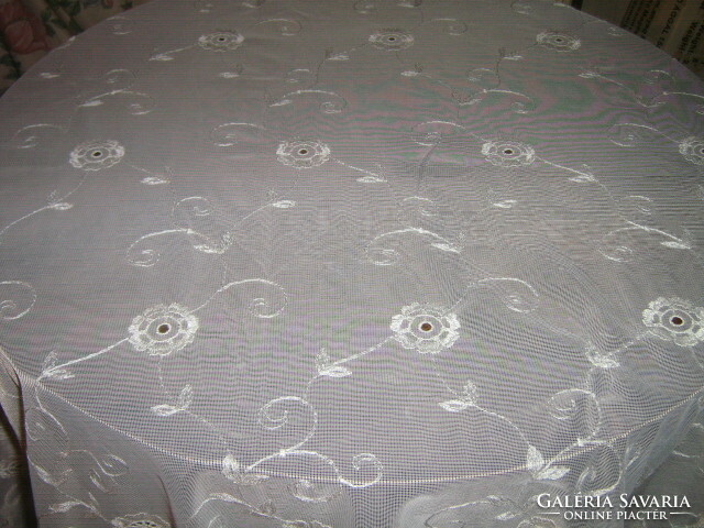 Beautiful fabric made of elegant curtains embroidered in Madeira
