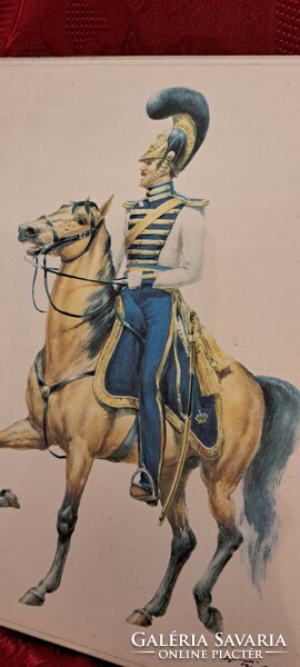 2db lovas katonás kép, színes nyomat (L4628)