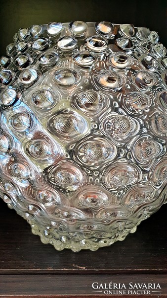 Old. Glass vase with knob, sphere. 16 cm in diameter.