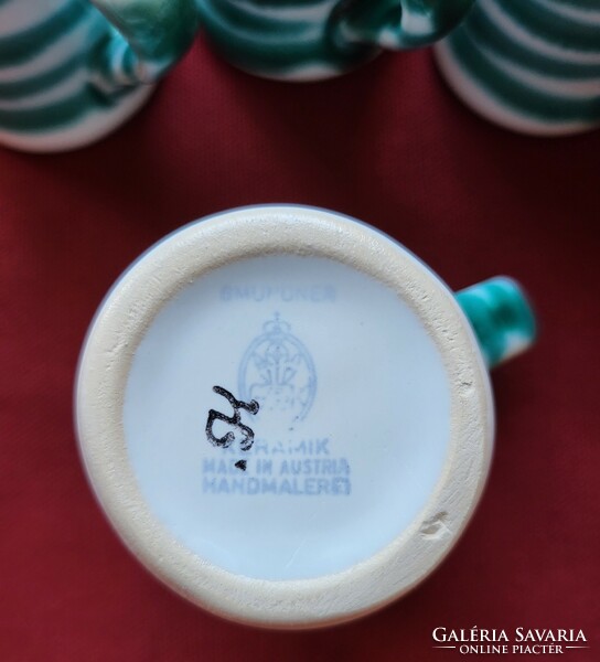 5db Gmundner osztrák kerámia porcelán rövid italos likőrös pálinkás pohár