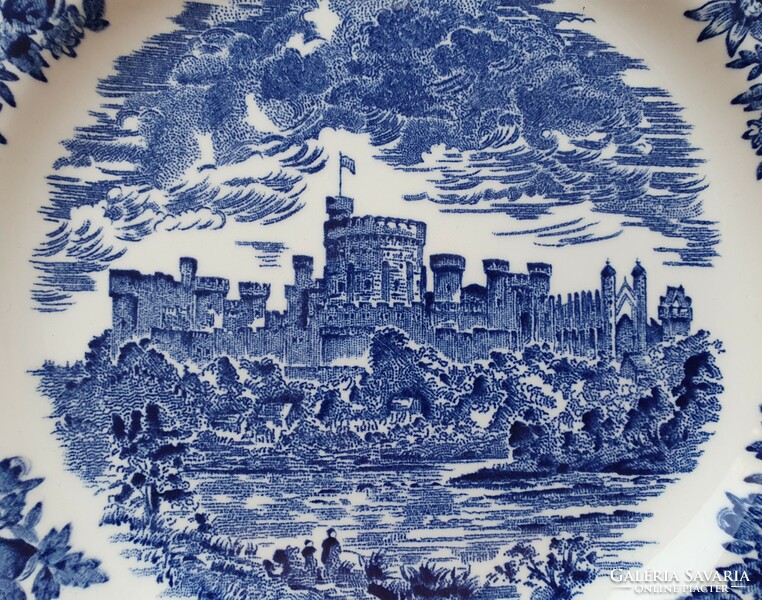 Unicorn Tableware angol jelenetes kék porcelán kistányér süteményes tányér