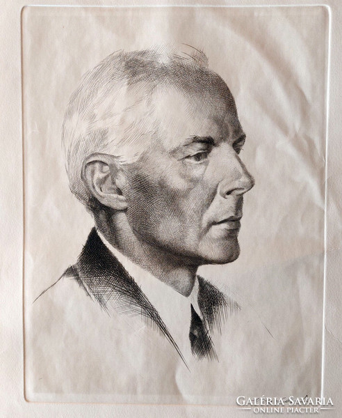Zoltán Nagy: etching by Béla Bartók (signalt)