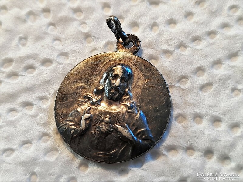 2 pcs. Antique silver Jesus / Mary pendant